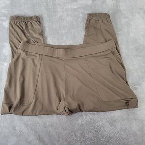 Lisa Rinna QVC Women Pants XL Harem Capri Zip Hem Tan Pull On Pockets BRO9E
